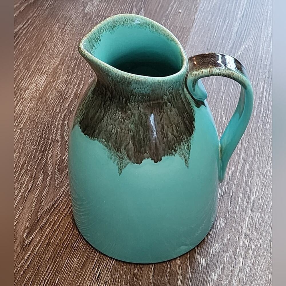 Jaska‎ of California Cascade Ware Blue with Brown Drip Vintage Pitcher